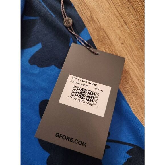 G/Fore NWT Men's XL 1/4 Zip Pullover Performance Racer Blue Navy Floral Golf NWT - Picture 9 of 9